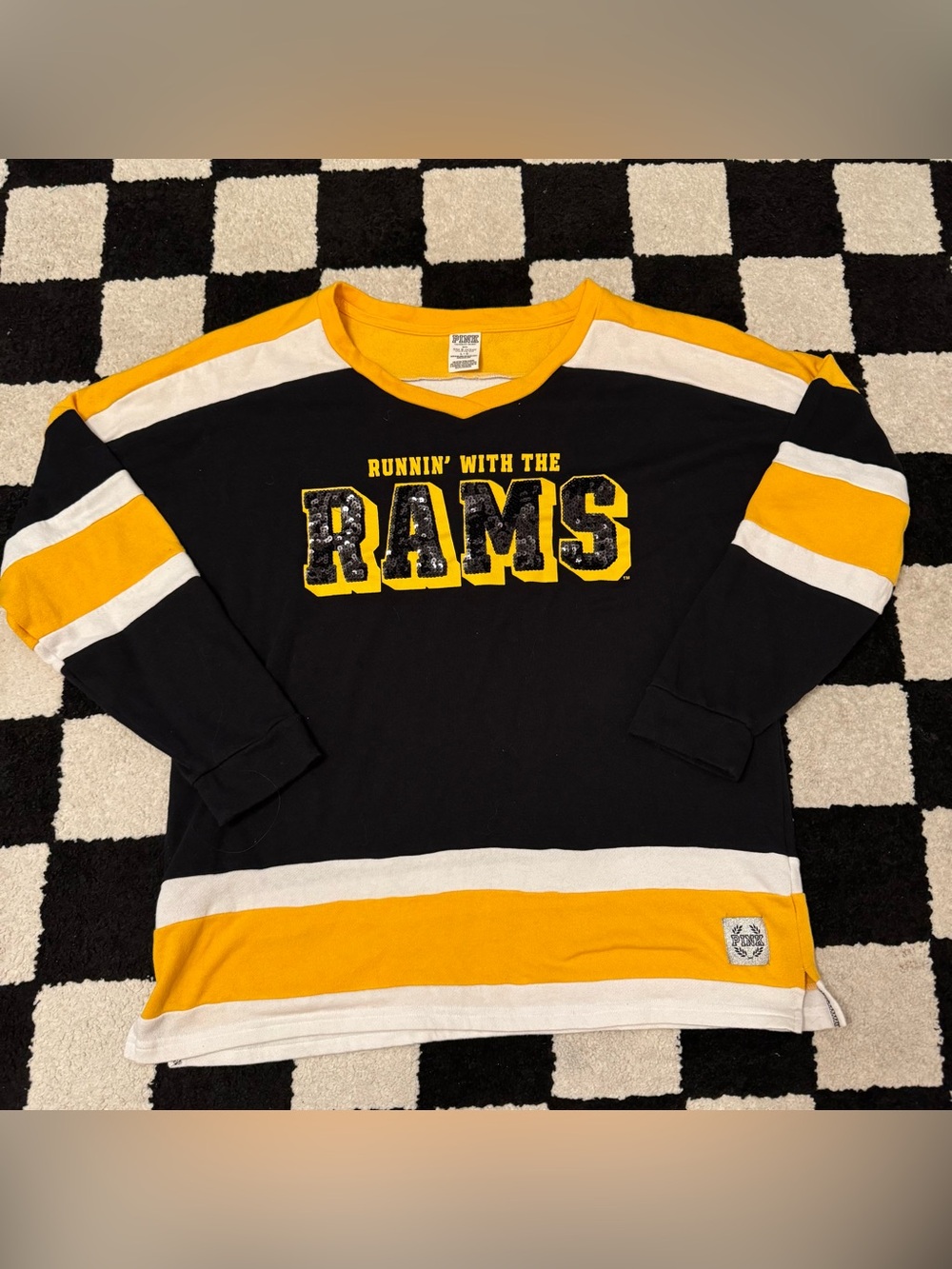 PINK Victoria’s Secret NFL Rams Jersey Sweatshirt Size L